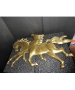 Solid Brass Running Horses Wall hanging Art Sculpture  Measures 20&quot; L x ... - $129.93 CAD