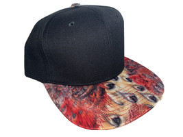 New Black Red Birds Feathers Bill Print Snapback Cap Adjustable Adult Exotic - £7.18 GBP