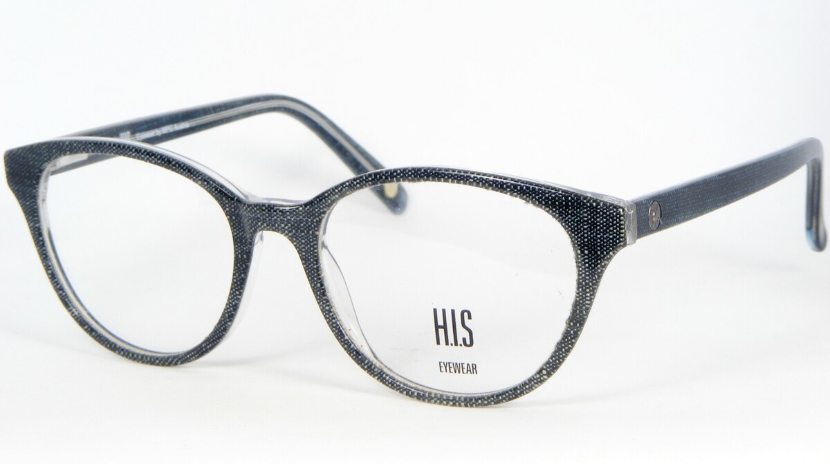 H.I.S Von Apg HPL412 003 Schwarz/Blau/Kristall Brillen Brille His 50-17-... - $76.22