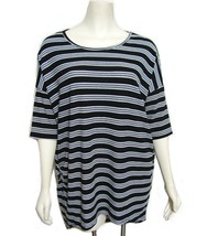 LULAROE Black and White Striped Irma Tunic Shirt M Oversized  14 16 Shor... - £7.84 GBP