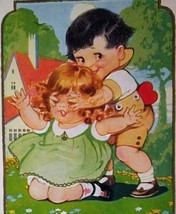 Valentine Postcard Children Play Peek A Boo Vintage Embossed Series 418 - £7.43 GBP