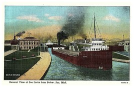 General View of Soo Locks from Below, Soo, Mich.&quot;A.E Young  Postcard - £7.86 GBP