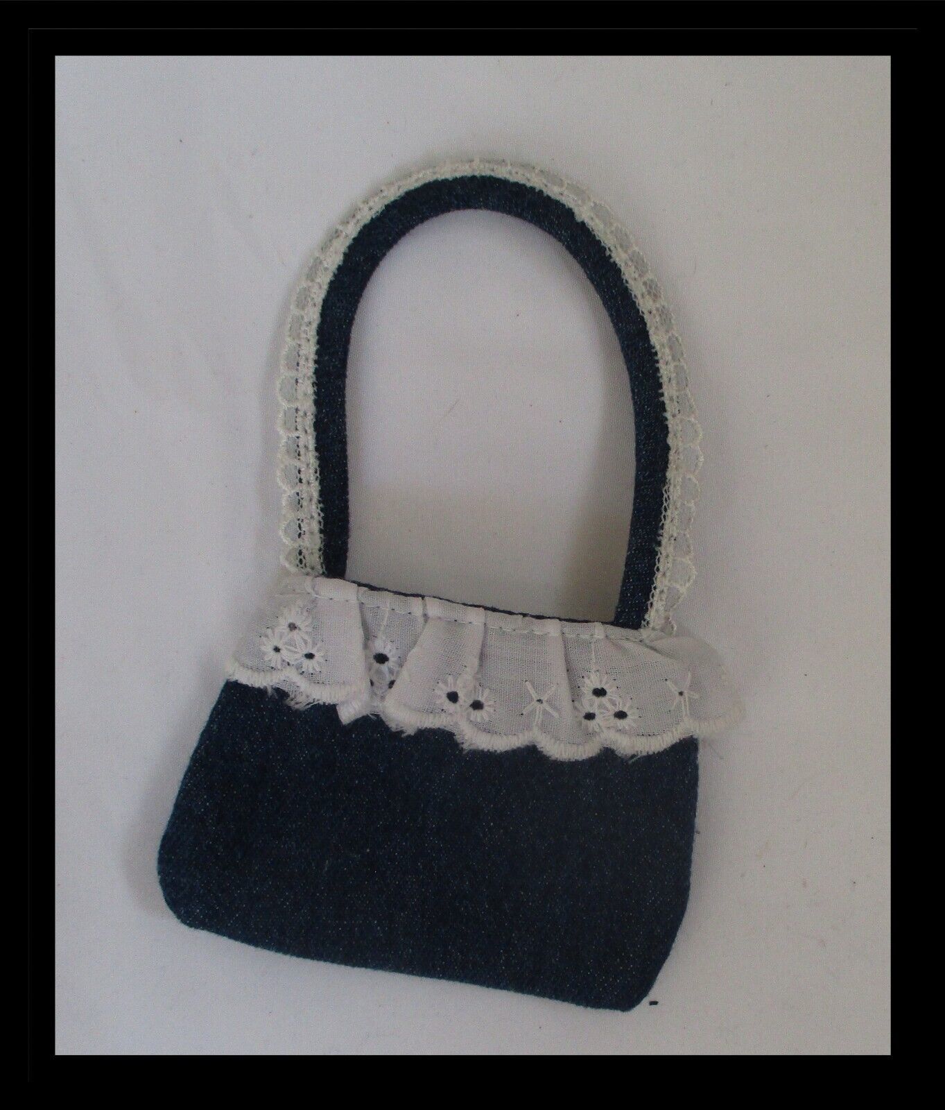 18&quot; Doll or Bear Denim &amp; Lace Purse 6-1/4&quot; Long x 3-1/4&quot; Wide - $6.92