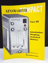 Vintage Ainsworth and Sons 1962 Compact Type 10 Balance Brochure Bulletin - £6.96 GBP