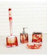 Red Pink Valentine Hearts 5 Piece Chic Bathroom Vanity Accessories Gift Set - $780.30 MXN