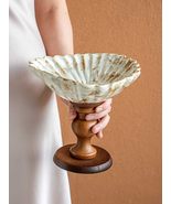 Artistic Fruit Tray  Pedestal Dessert Stand, Carved Floral Bowl with Wo... - $1,460.28 MXN