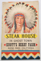 Vintage 1960&#39;s Knott&#39;s Berry Farm Steak House in Ghost Town Menu Pamphlet - £7.41 GBP