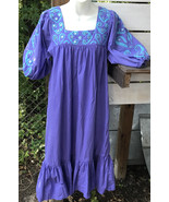 Vtg Ramona Rull Kaftan Dress Women&#39;s AV Bust 38&quot; Lavender Blue Mirrored ... - $167.68 CAD