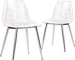 Modern Desk Side Chair With Metal Legs, Set Of 2, Clear, Transparent Sil... - $162.99
