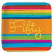 Birthday Stripes Age 50 Plates (8) - $1.21