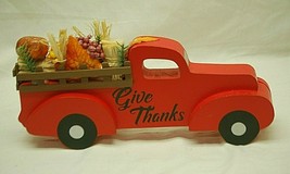 Red Wooden Pick-Up Truck Autumn Fall Harvest Thanksgiving Holiday Display - £17.08 GBP