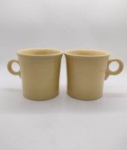 2 Vintage MCM Fiesta Pottery Ring Handle Coffee Mugs Yellow Homer Laughlin USA  - £11.04 GBP