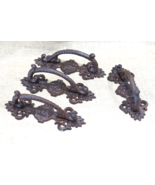 4 LARGE HANDLES RUSTIC CAST IRON BARN DOOR HANDLES SHED GATE PULLS FANCY... - £30.66 GBP