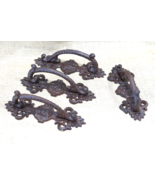 4 LARGE HANDLES RUSTIC CAST IRON BARN DOOR HANDLES SHED GATE PULLS FANCY... - $38.99