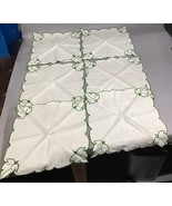 Set Of 6 Embroidered Green Leaf Linen Placemats - Vintage - €12,70 EUR