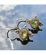 FAS SOUTHWEST DESIGN 925 STERLING SILVER GREEN 8x6 mm  PERIDOT DANGLE EA... - €36,79 EUR