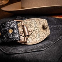 Marco Di Milano Genuine Hornback Caiman Skin Western Belt Marlboro Black image 7