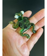 Vintage Blown Art Glass Big Eyed Frog Sculpture Painted Figurine Miniature - £15.71 GBP