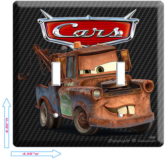 NEW DISNEY CARS 2 MATER RUSTY OLD TOW TRUCK DOUBLE LIGHT SWITCH WALL PLATE COVER