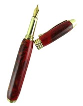 Iridium Point Germany Lathed Spun Red Wood Fountain Ink Pen Used NO INK - $18.76