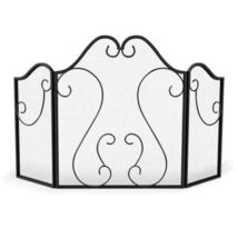 3 Panel Fireplace Screen Foldable Spark Guard Cover with Decorative Scroll - $98.83