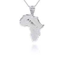 .925 Sterling Silver Africa Map Pendant Necklace - £19.16 GBP+
