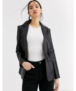 Vtg Wilsons black leather jacket blazer Sz M 90&#39;s   Y2K whimsigoth Goth - $3,760.33 MXN