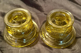 Federal Glass Madrid Votive or Candle Stick Holders (2) 3.5&quot; Amber Vintage - $23.00