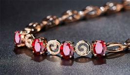 9Ct Brilliant Oval Cut Red Ruby Womens Braclet 14k Rose Gold Over - £143.99 GBP