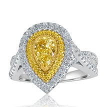 GIA 1.46 CT Pear Light Yellow Diamond Infinity Ring 18k White Gold - £3,980.37 GBP