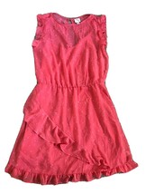Andeawy pink short sleeve wrap Ruffled Trin Skirt Dress Sz L - £10.10 GBP