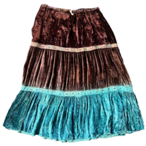Gypsy Hippie Crushed Velvet Festival Boho Chic Maxi Skirt With Sequin De... - $25.74
