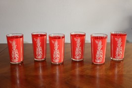 6x Vintage Culver Red Gold Siam Thai Goddess Tumbler Highball Drinking G... - $534.78 MXN