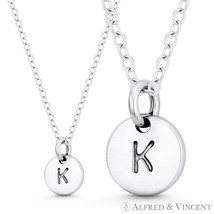 Initial Letter &quot;K&quot; 11mmx8mm Tiny Round Disc .925 Sterling Silver Charm /... - $15.43+
