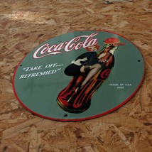 Vintage 1935 Coca-Cola ''Take Off Refreshed'' Beverage Porcelain Gas & Oil Sign - £98.29 GBP