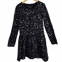 BCBG girls black dress with silver metallic stars - $16.21