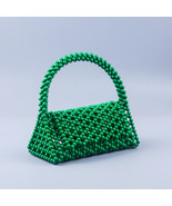 Retro Triangle Bag Handmade Beaded Woven Bag Bead Handbag Hobo Flap Even... - £38.52 GBP