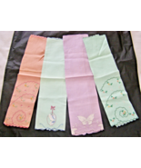 VINT. 1920’s-’30’s-’50’s SET OF 4 HAND WORKED EMBROIDERED LINEN FINGERTI... - $14.85