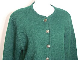 Bridgewater Pine Green Wool Cardigan Button Long Sleeve Sweater Size M V... - £30.78 GBP