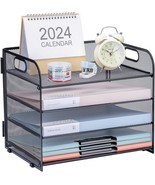 Desk Organizer Tray, 4-Tier Letter Tray Paper Organizer With Handle, Mes... - £25.14 GBP