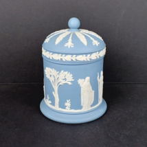 Vintage Wedgwood Jasperware Blue &amp; White Round Lidded Cigaret Jar Made in Englnd - £23.91 GBP