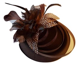 BROWN FASCINATOR, 40s 50s Brown Hat fascinator #Brown Feather hat fascin... - £24.89 GBP