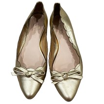 Kate Spade Gold Leather Scalloped Ballet Flats With Bow 6.5 Medium - $33.60