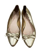 Kate Spade Gold Leather Scalloped Ballet Flats With Bow 6.5 Medium - $45.93 CAD
