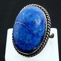 Natural Blue Lapis Lazuli Oval Gemstone Handmade Ring Gift Jewelry Size 9.5 - £5.42 GBP