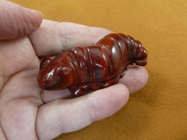 Y-CATE-724 red Jasper CATERPILLAR Inch WORM figurine gemstone little wor... - $23.36