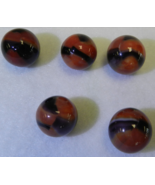 #17395m Vintage Group of 5 Marble King Brown Cow Marbles - $34.64