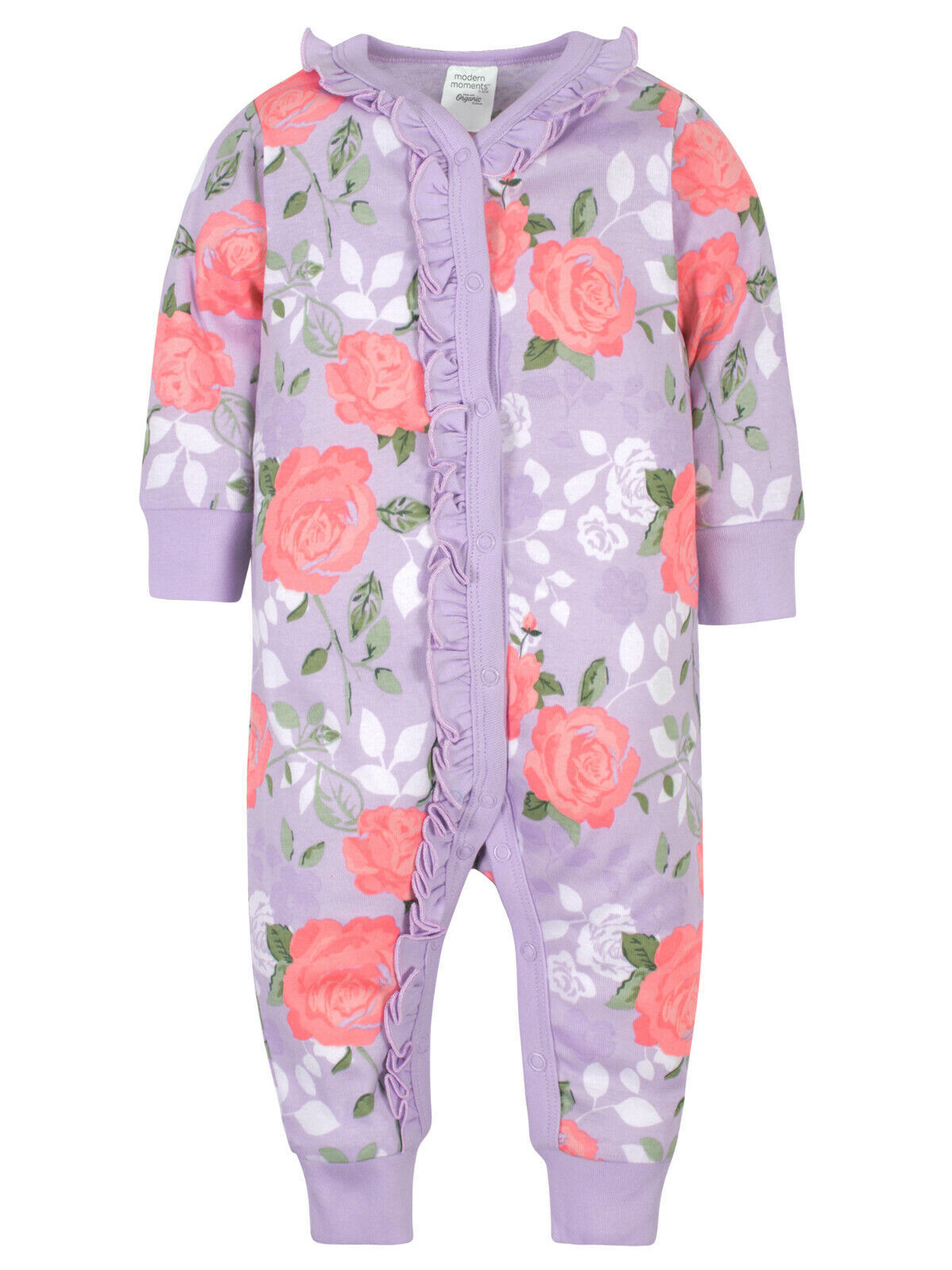 Gerber Organic Baby Girls Coveralls Purple Rose Size 12 Months - $19.99