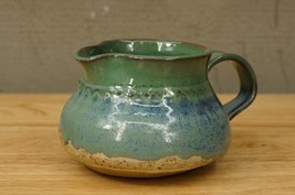 Studio Art Pottery Teal Green Blue Drip Large Creamer Milk Pitcher - £22.85 GBP