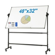 VEVOR Rolling Whiteboard, 48x32 inch Double-Sided Magnetic Mobile Whiteboard, 36 - £302.31 GBP